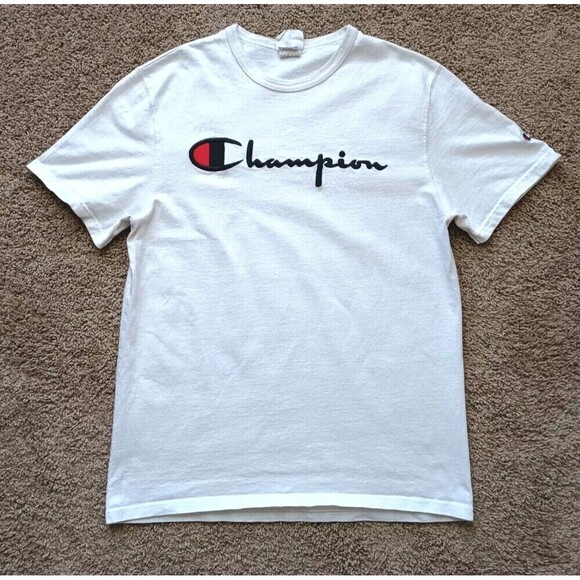 Vintage Champion T-Shirt Men's size Medium Embroidered Graphic Short Sleeve 90s - Picture 1 of 6